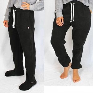 Black Pajama Pants Footed Sherpa